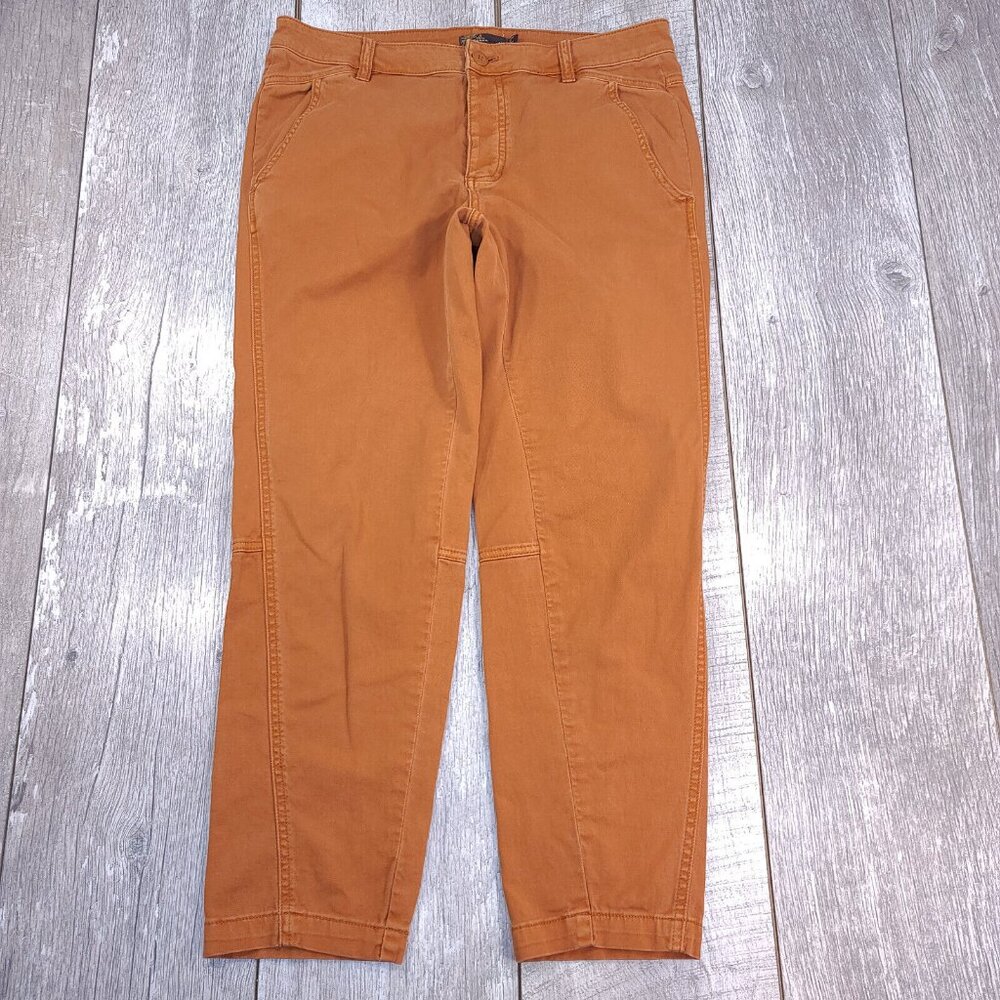 Prana Womens Janessa Chino Pants Size 10 Brown Button Fly Tapered Leg Stretch - Picture 2 of 12